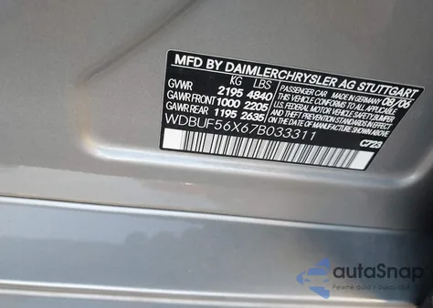 2007 Mercedes-Benz E 350 from USA, damaged, VIN WDBUF56X67B033311